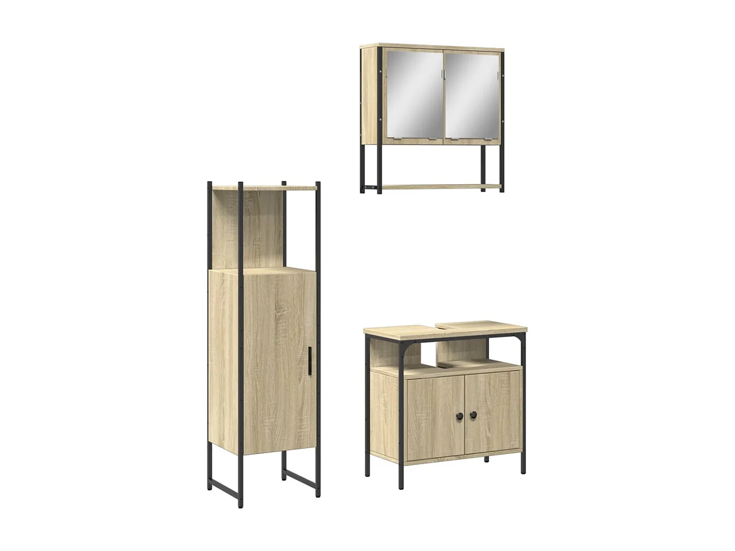 Ensemble de meubles de salle de bain 3 pcs chêne sonoma