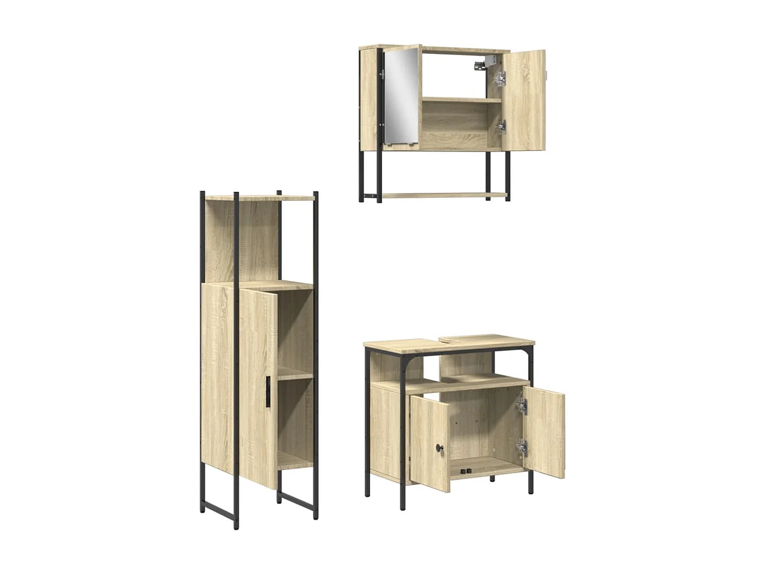 Ensemble de meubles de salle de bain 3 pcs chêne sonoma