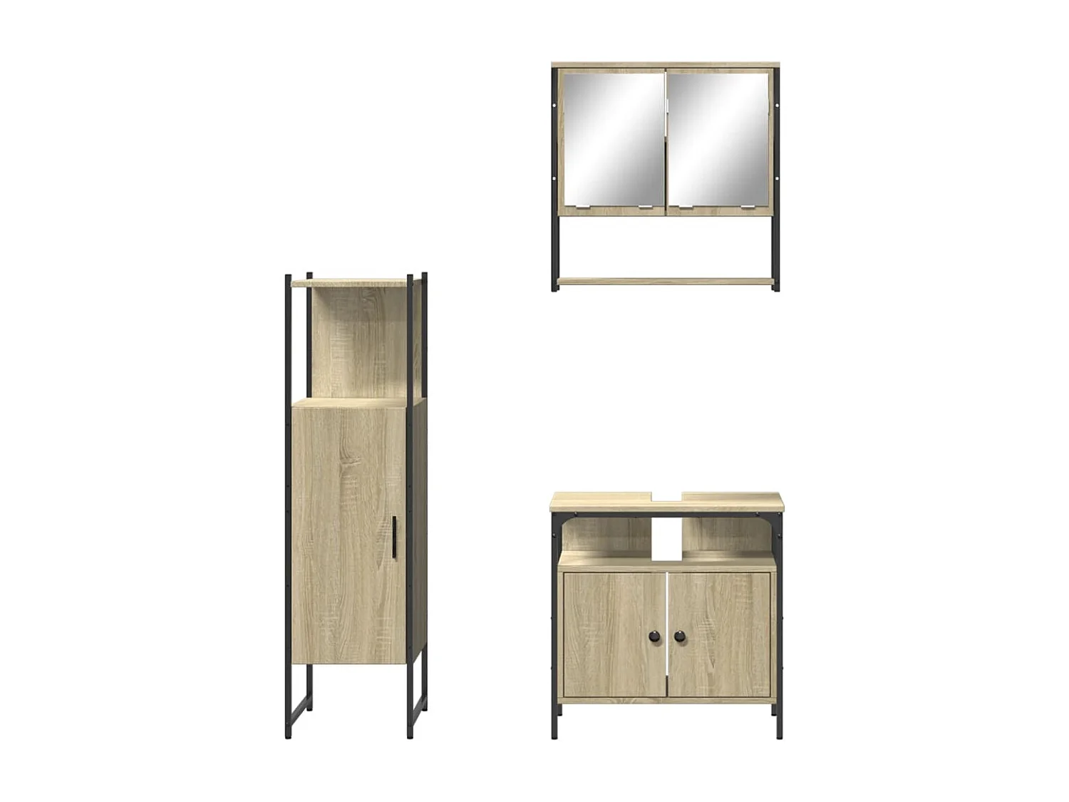 Ensemble de meubles de salle de bain 3 pcs chêne sonoma