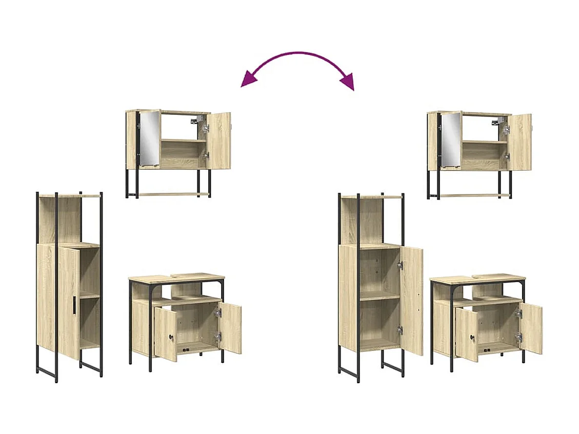 Ensemble de meubles de salle de bain 3 pcs chêne sonoma