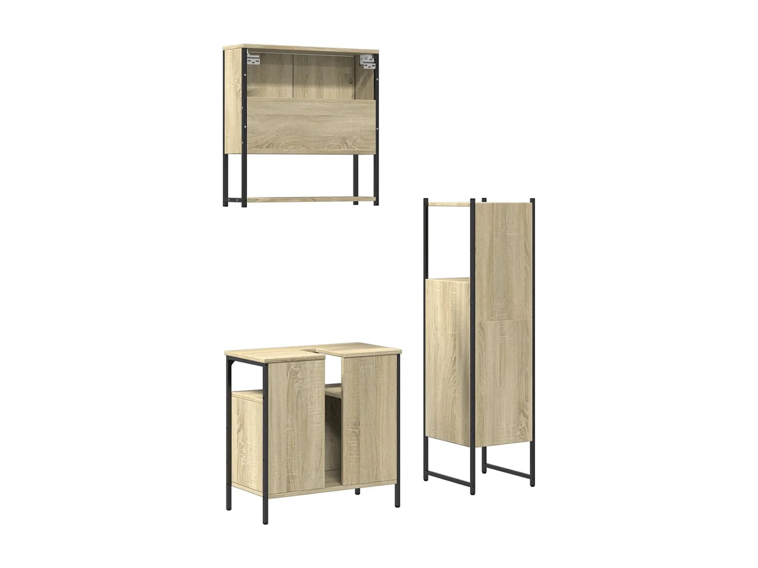 Ensemble de meubles de salle de bain 3 pcs chêne sonoma