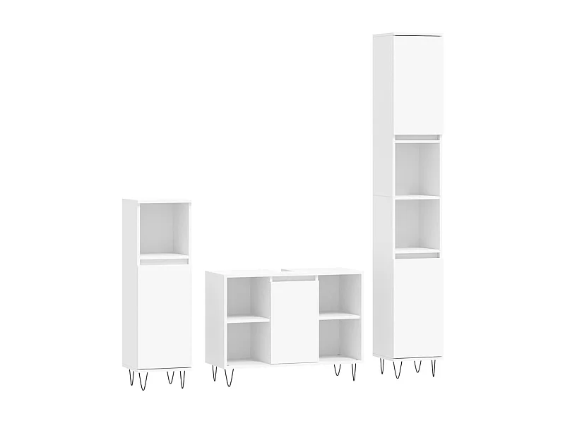Ensemble de meubles salle de bain 3 pcs blanc bois d'ingénierie
