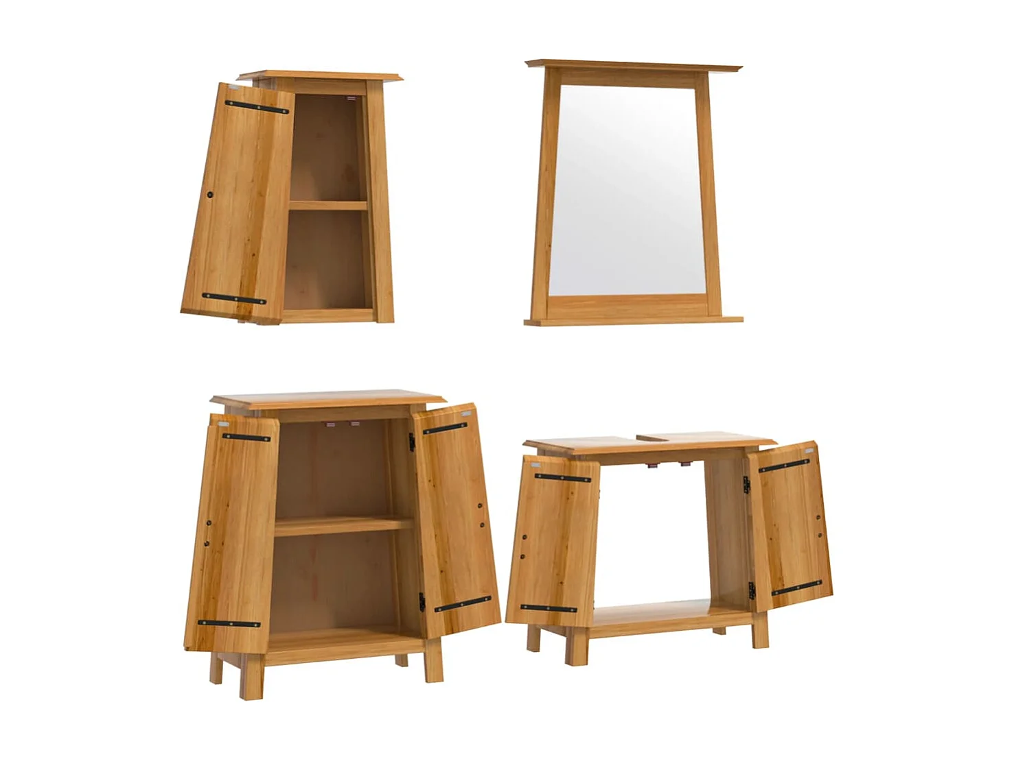 Ensemble de meubles de salle de bain 4 pcs bois de pin massif