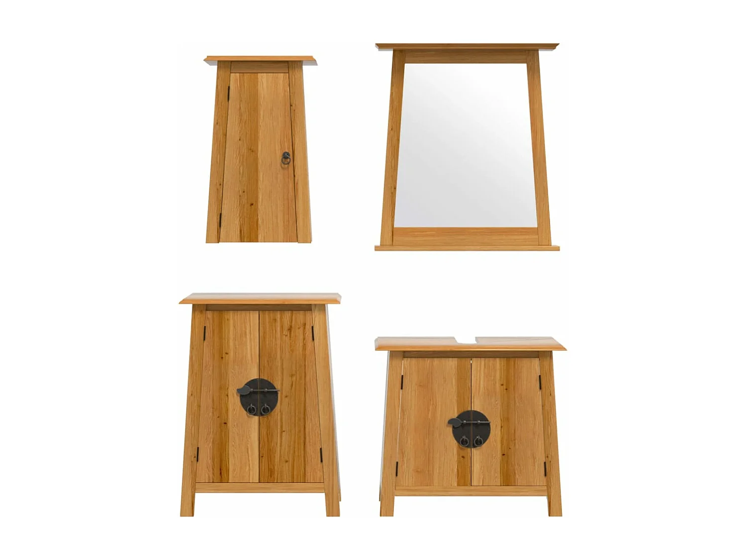 Ensemble de meubles de salle de bain 4 pcs bois de pin massif