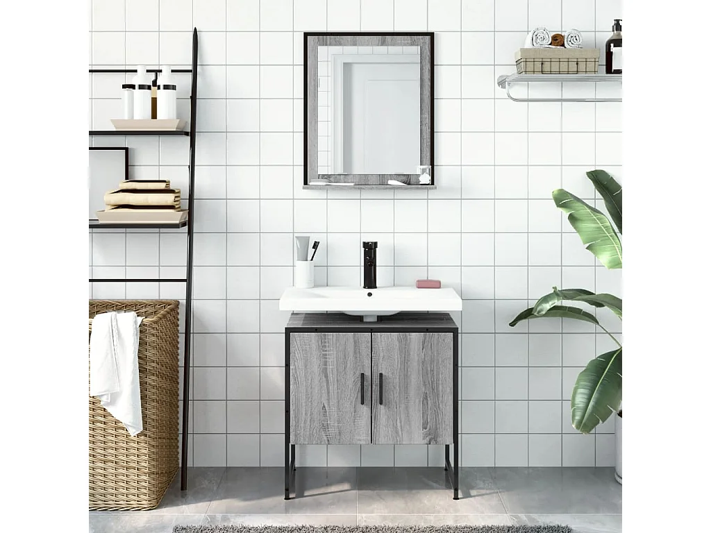 Ensemble d'armoires de salle de bain 2 pcs sonoma gris