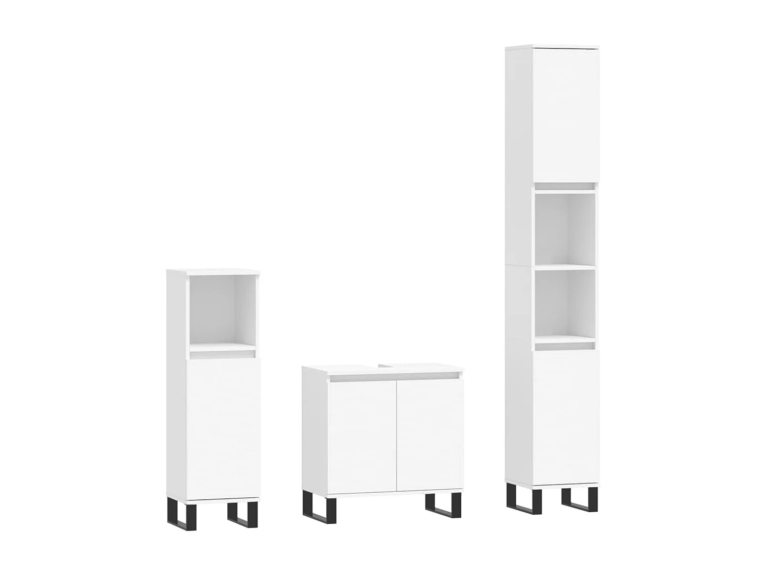 Ensemble d'armoires salle de bain 3 pcs blanc bois d'ingénierie