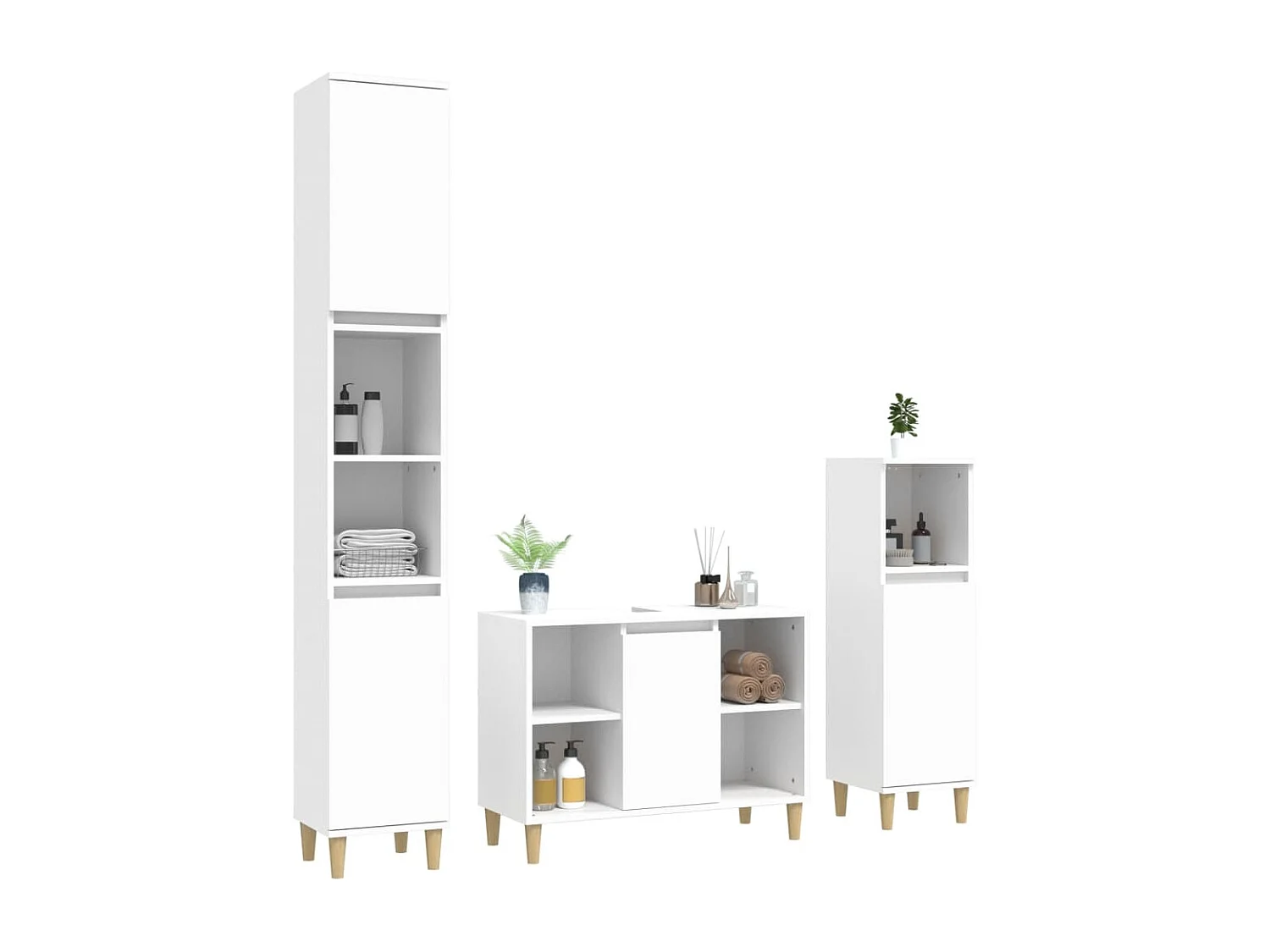 Ensemble de meubles salle de bain 3 pcs blanc bois d'ingénierie