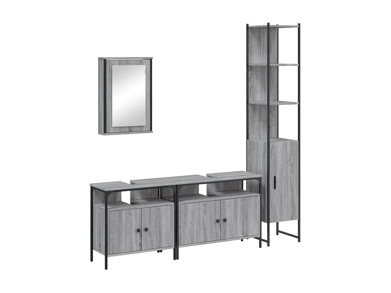 Ensemble de meubles de salle de bain 4 pcs Sonoma gris