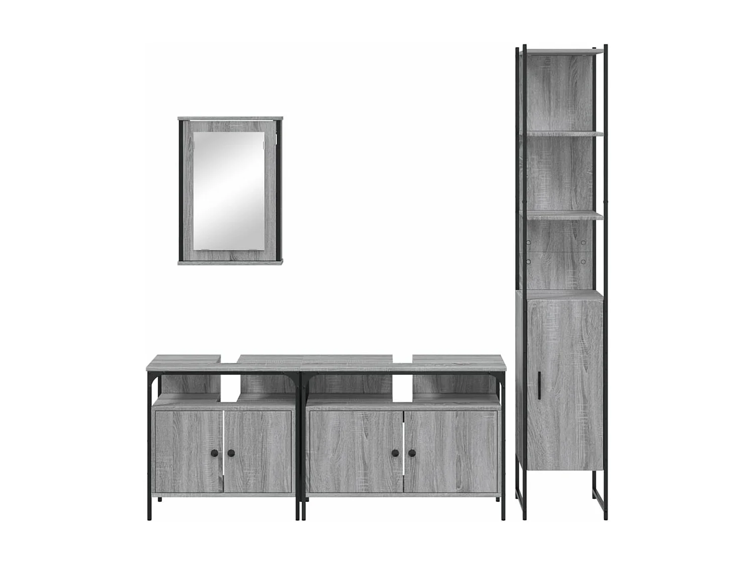 Ensemble de meubles de salle de bain 4 pcs Sonoma gris