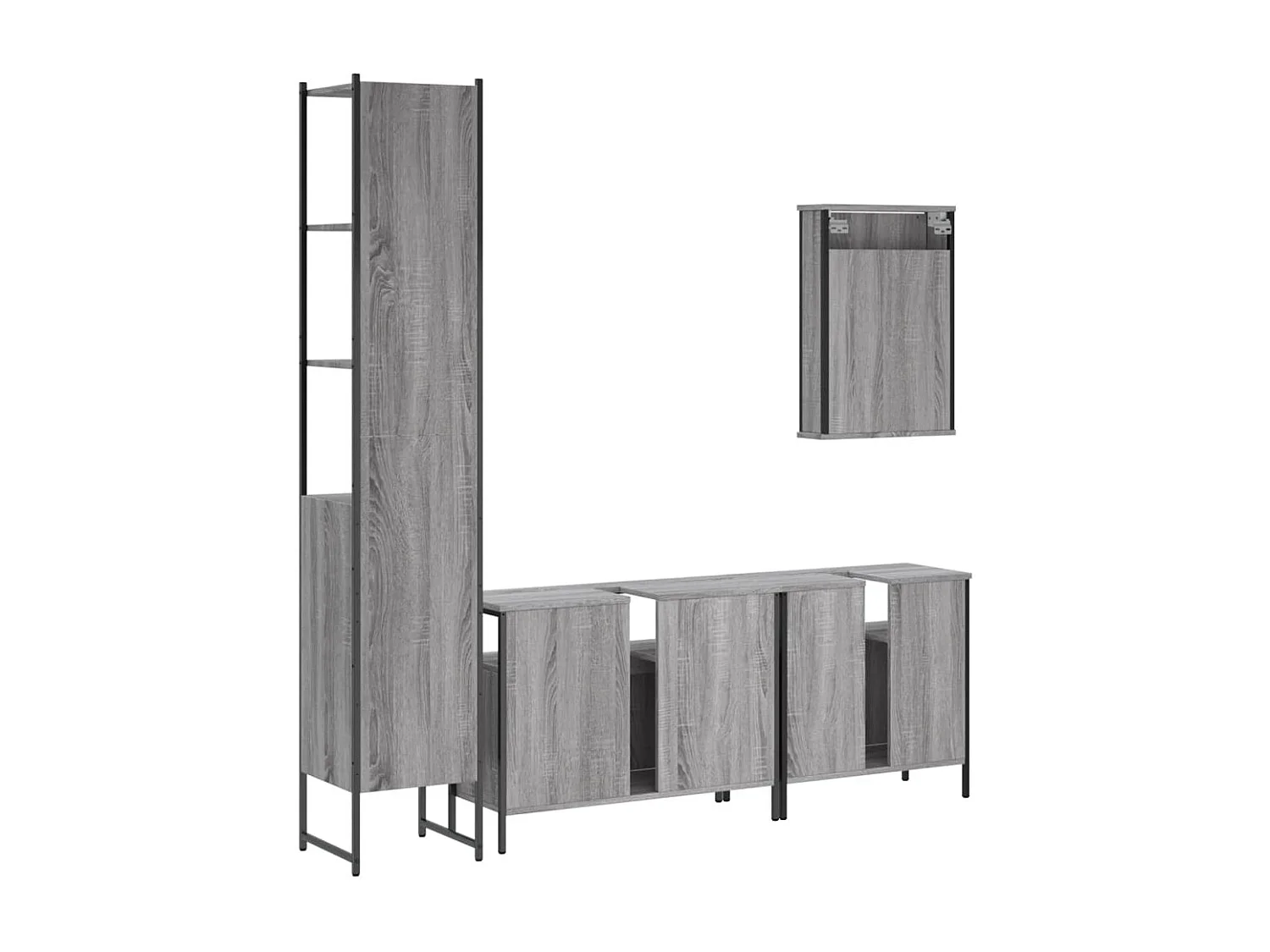 Ensemble de meubles de salle de bain 4 pcs Sonoma gris