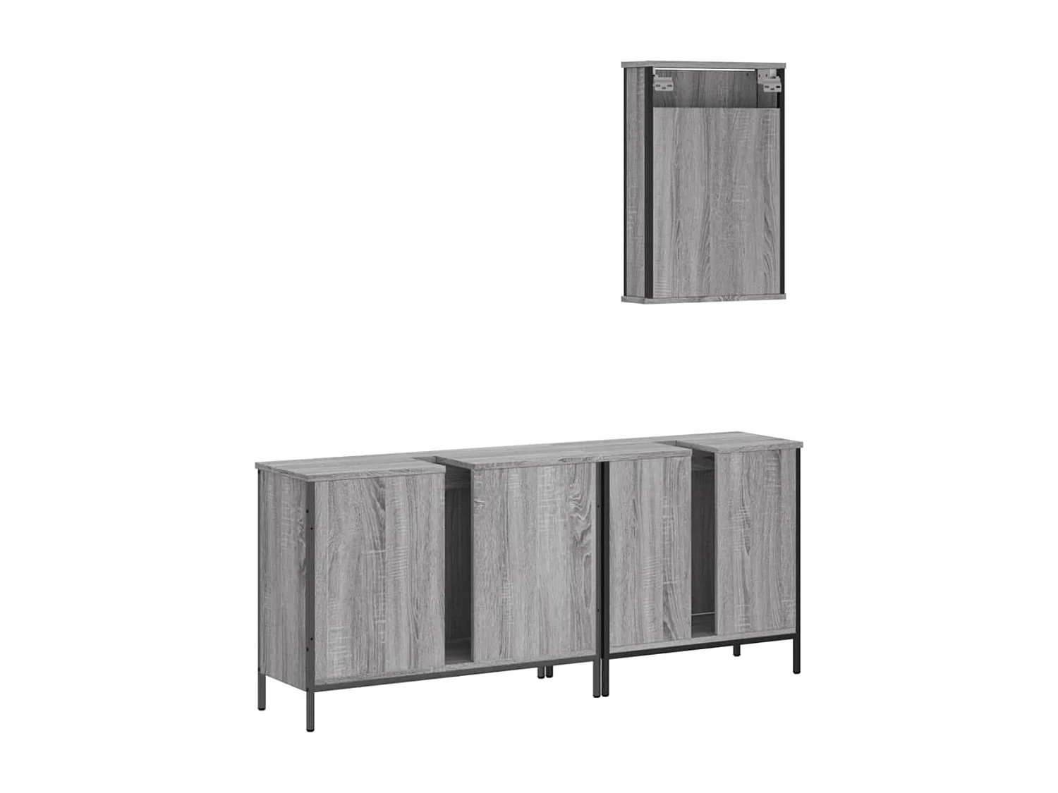 Ensemble de meubles de salle de bain 3 pcs Sonoma gris