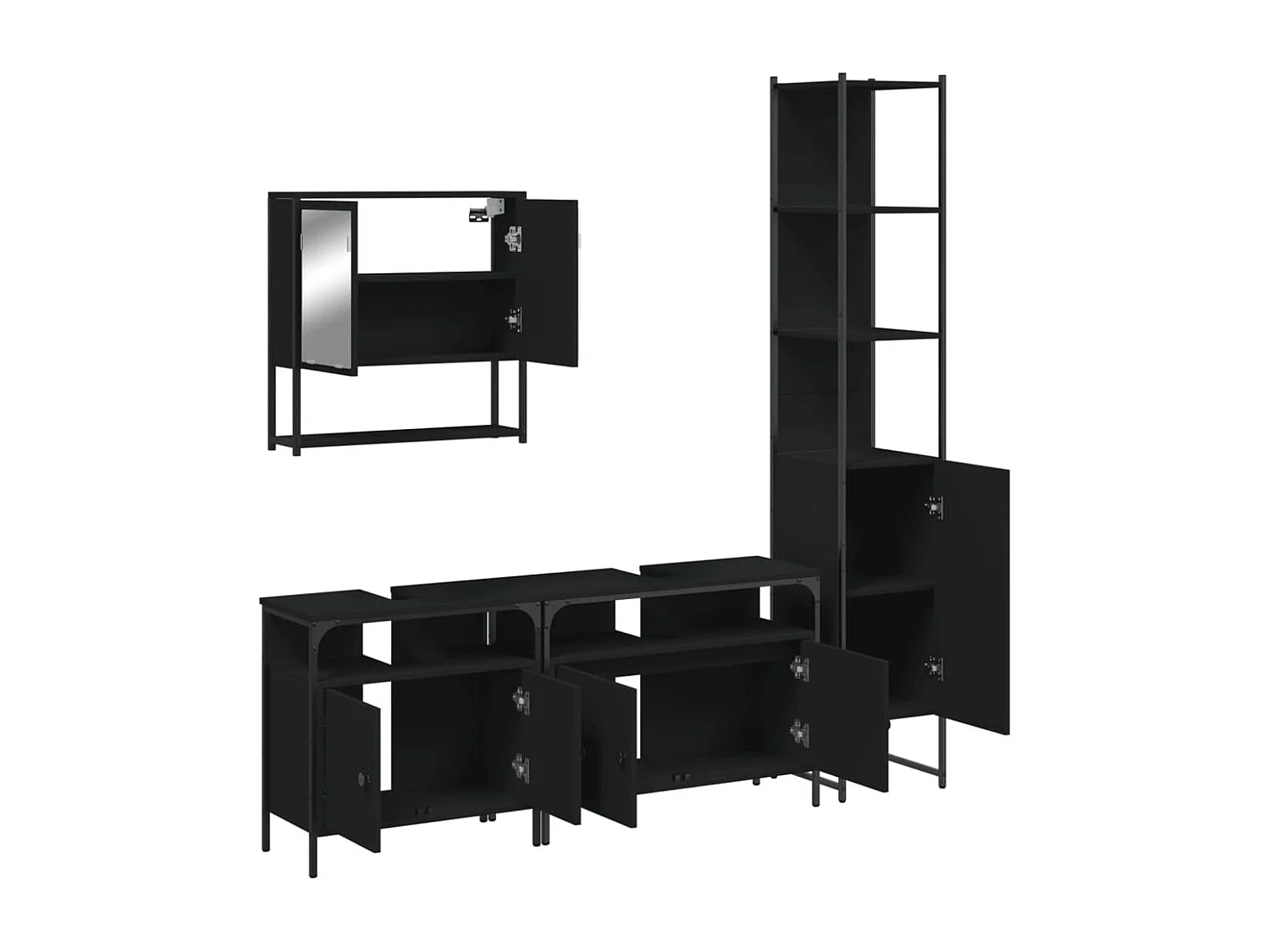 Ensemble de meubles salle de bain 4 pcs noir bois d'ingénierie