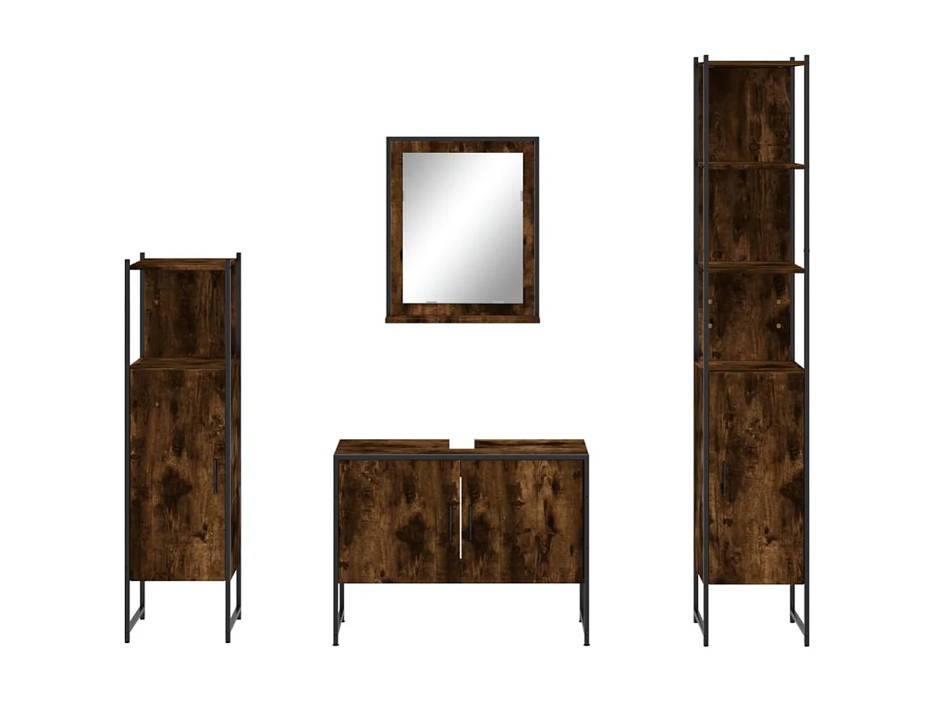 Ensemble d'armoires de salle de bain 4 pcs chêne fumé