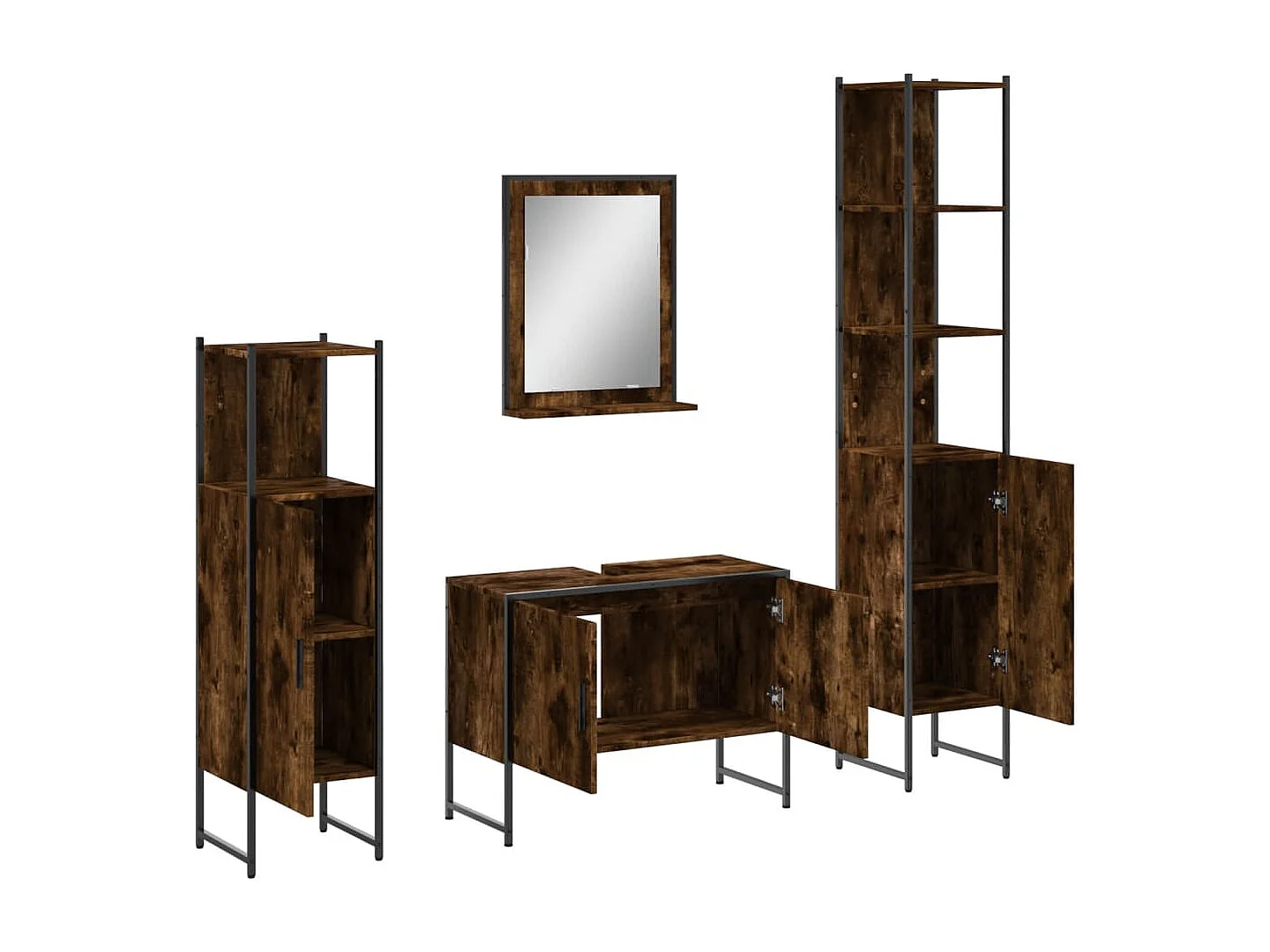 Ensemble d'armoires de salle de bain 4 pcs chêne fumé