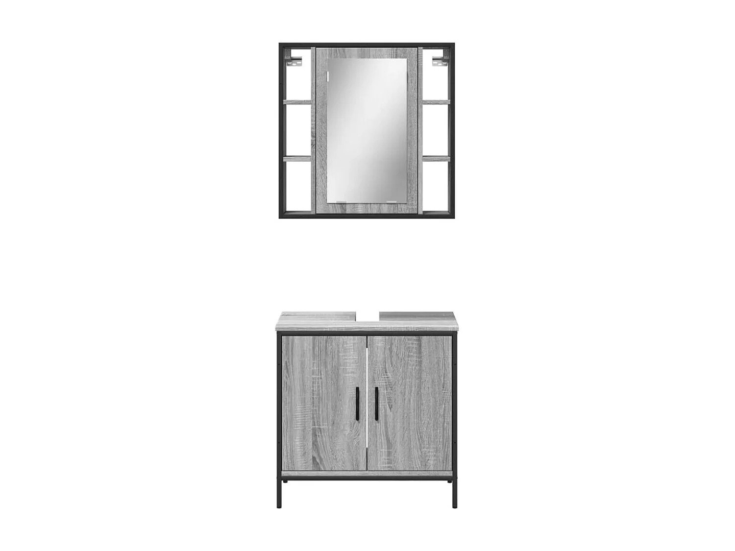 Ensemble de meubles de salle de bain 2 pcs Sonoma gris
