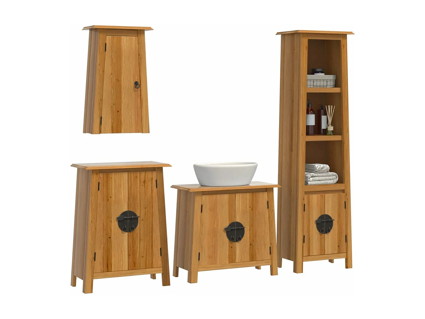 Ensemble de meubles de salle de bain 4 pcs bois de pin massif