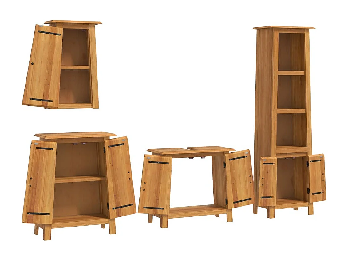 Ensemble de meubles de salle de bain 4 pcs bois de pin massif