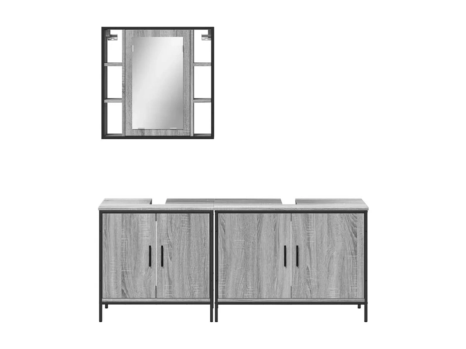 Ensemble d'armoires de salle de bain 3 pcs sonoma gris