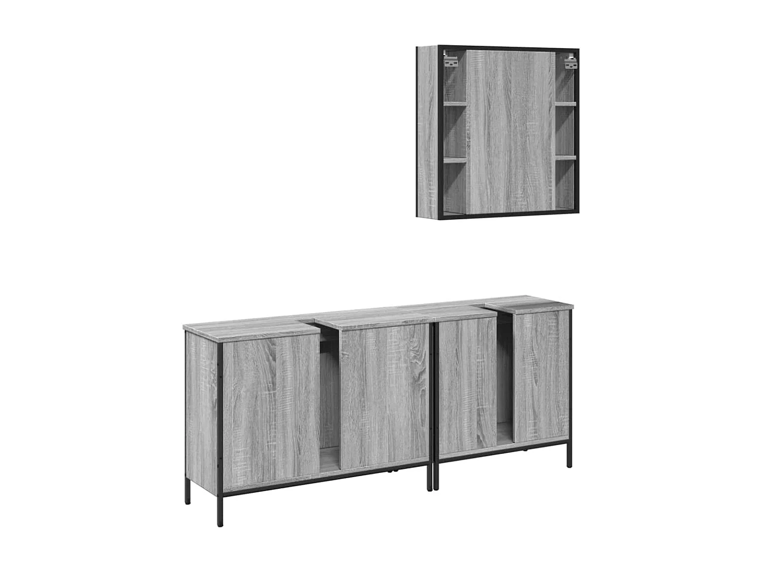 Ensemble d'armoires de salle de bain 3 pcs sonoma gris