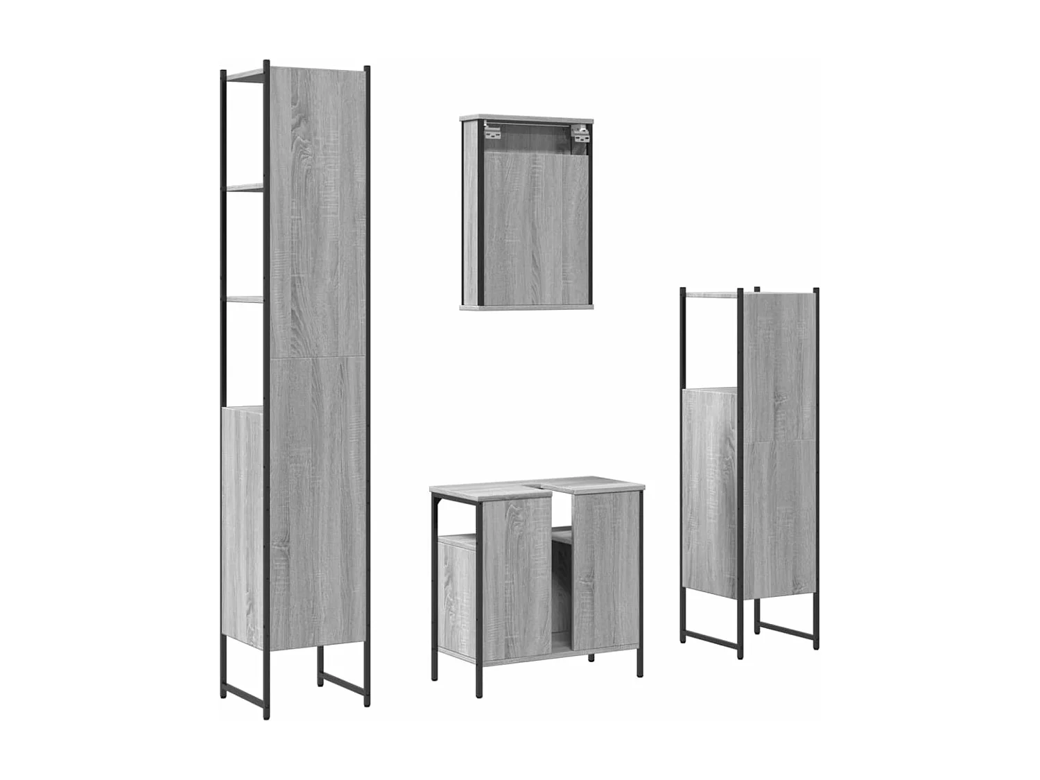 Ensemble de meubles de salle de bain 4 pcs Sonoma gris