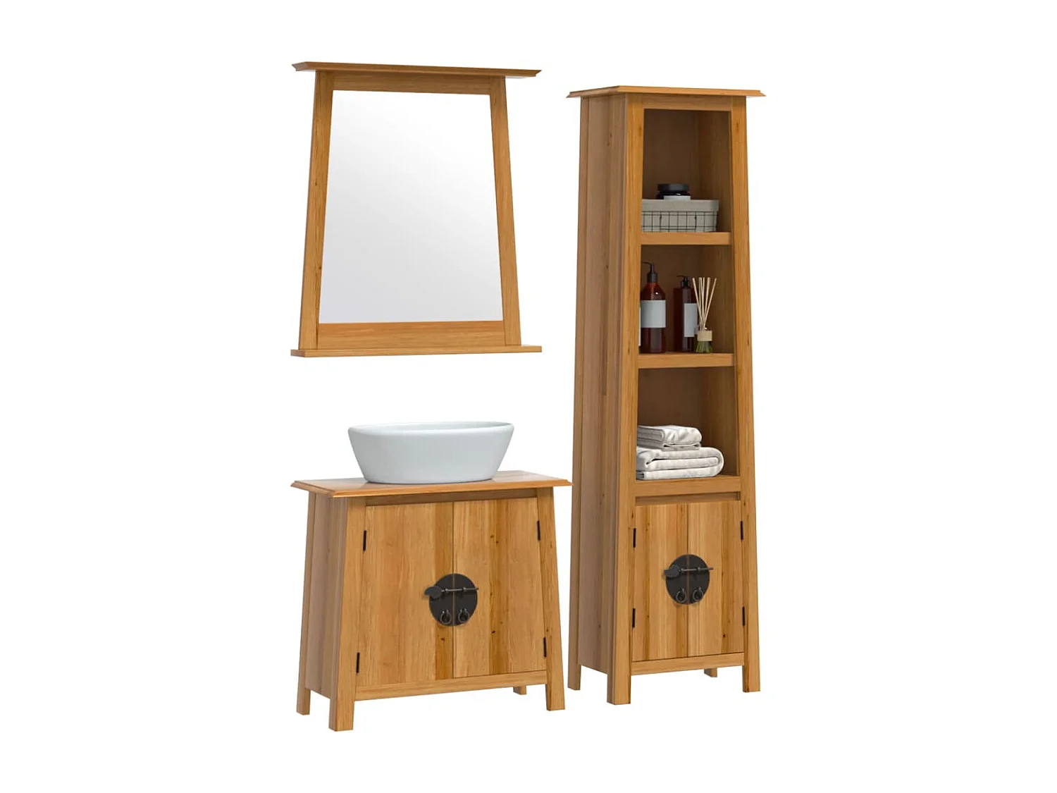 Ensemble de meubles de salle de bain 3 pcs bois de pin massif