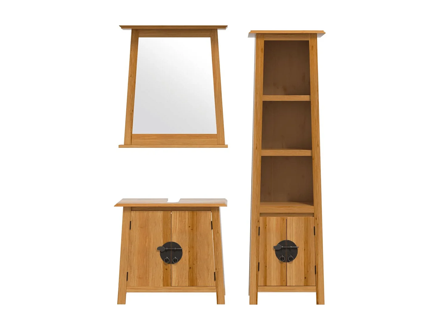 Ensemble de meubles de salle de bain 3 pcs bois de pin massif