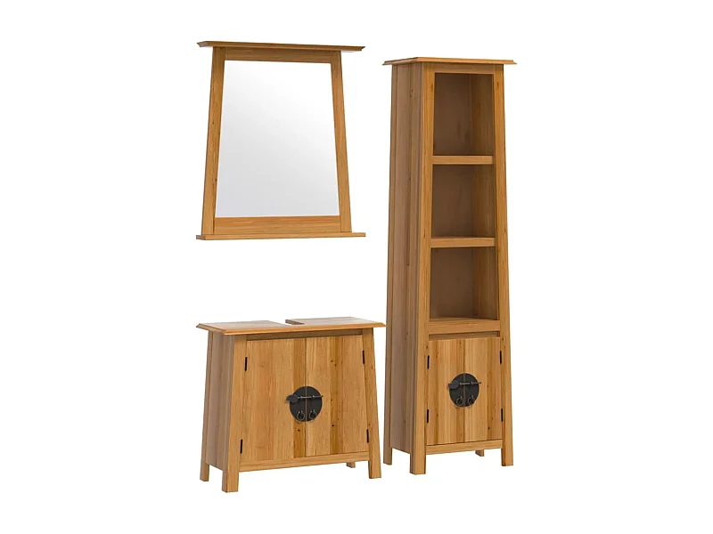 Ensemble de meubles de salle de bain 3 pcs bois de pin massif