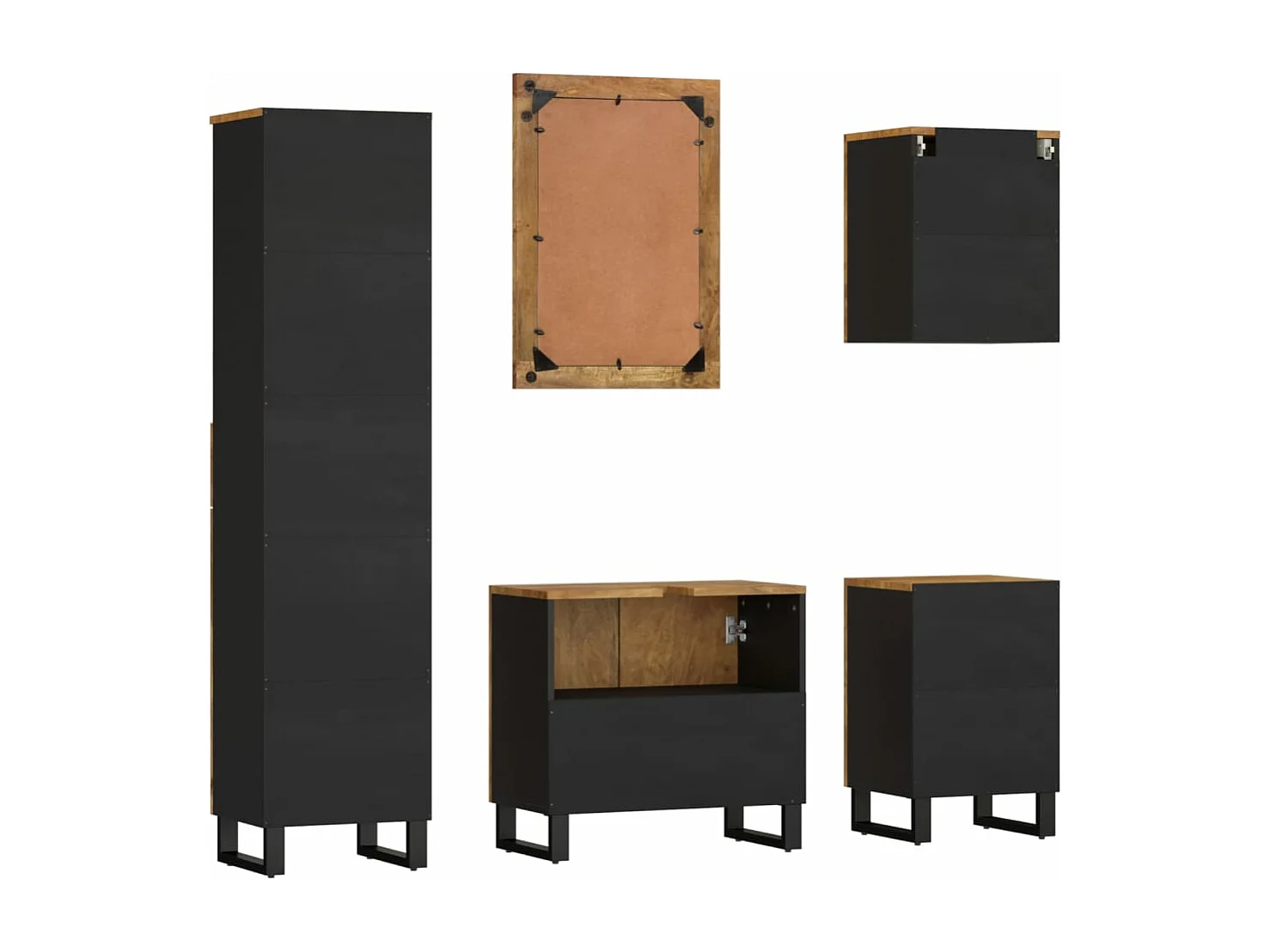 Ensemble de meubles de salle de bain 5 pcs bois manguier massif