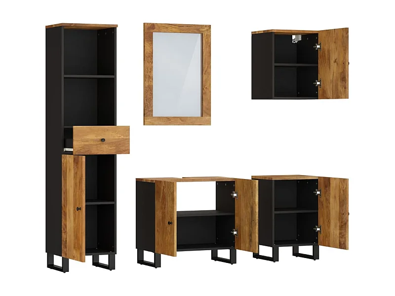 Ensemble de meubles de salle de bain 5 pcs bois manguier massif