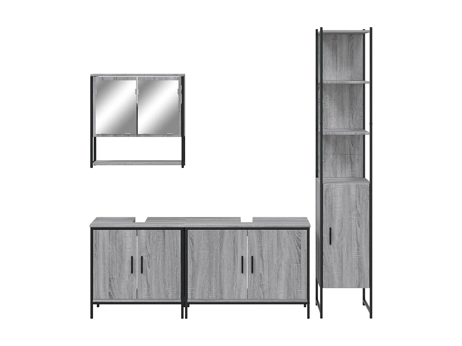 Ensemble de meubles de salle de bain 4 pcs Sonoma gris