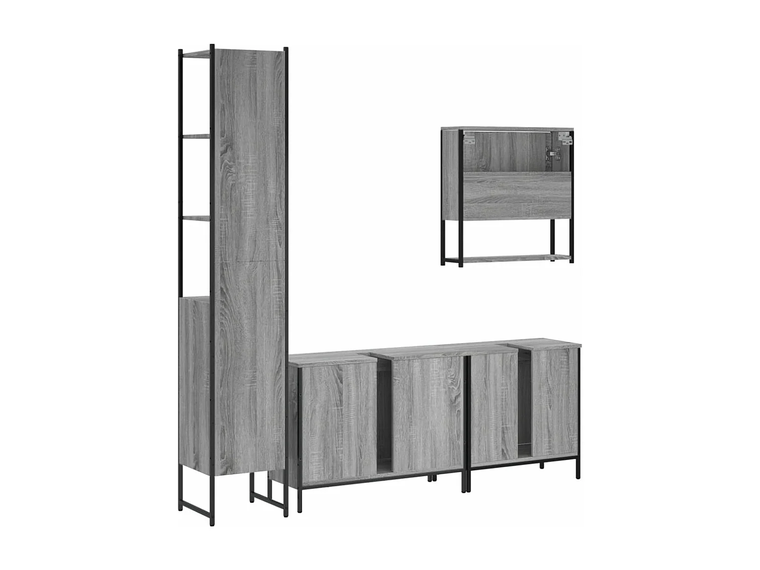 Ensemble de meubles de salle de bain 4 pcs Sonoma gris