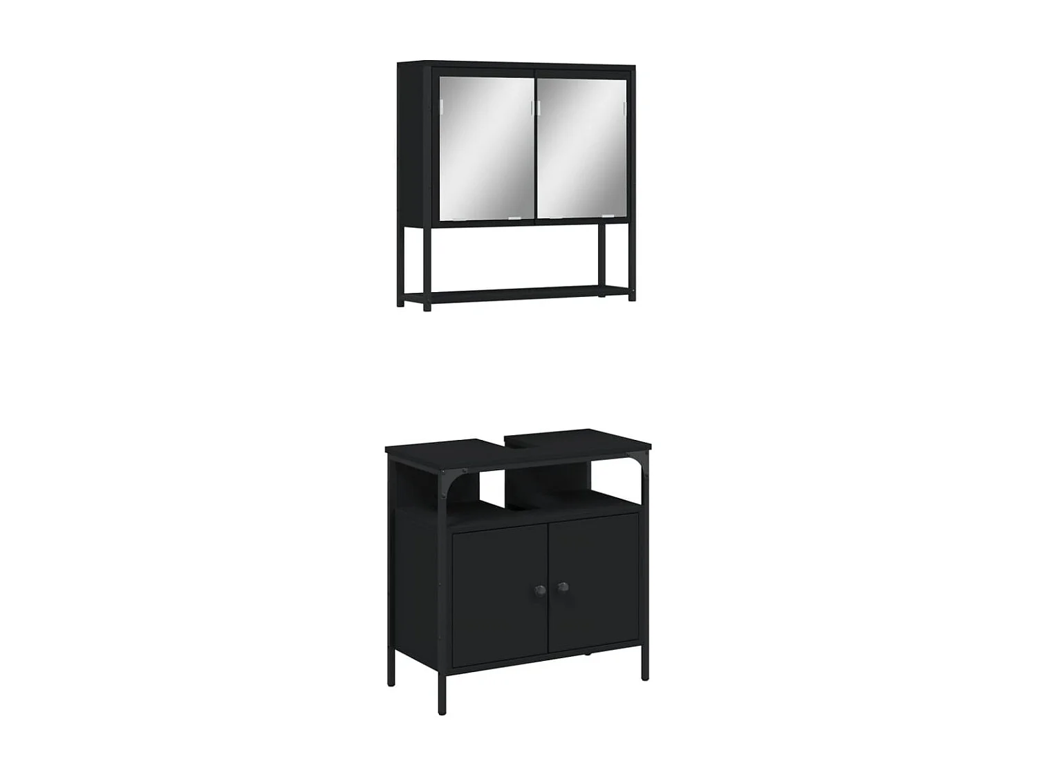 Ensemble de meubles salle de bain 2 pcs noir bois d'ingénierie