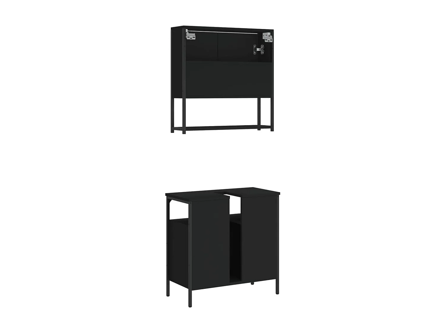 Ensemble de meubles salle de bain 2 pcs noir bois d'ingénierie