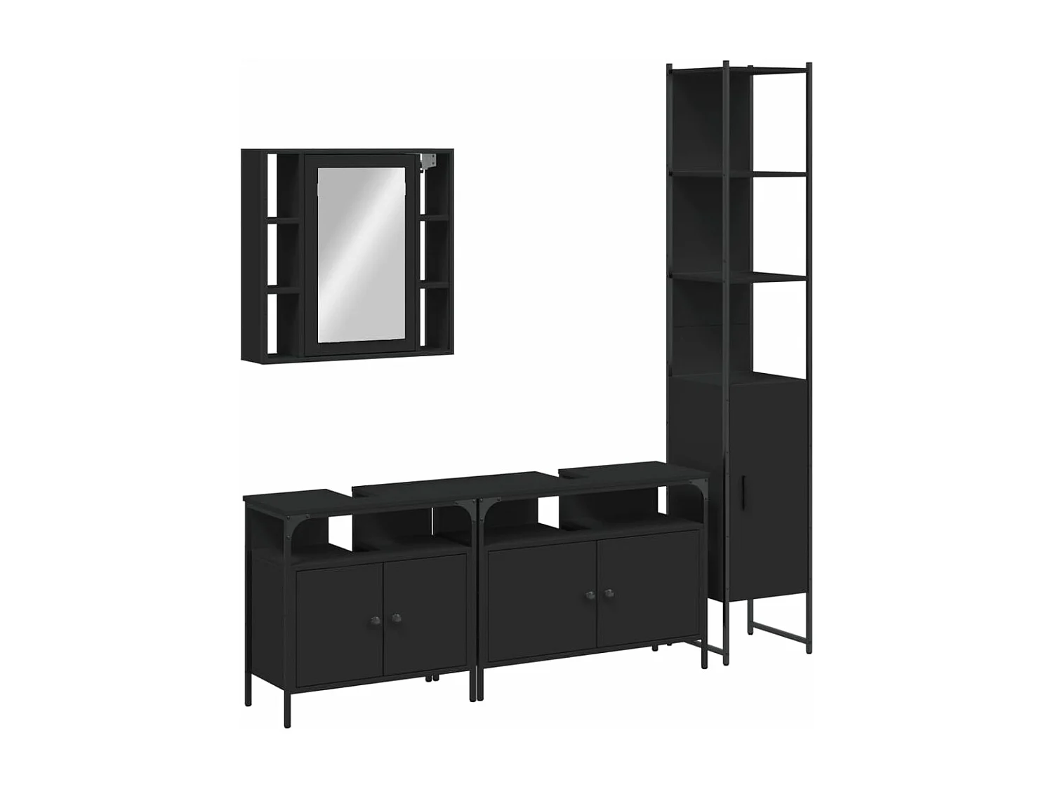 Ensemble d’armoires salle de bain 4 pcs noir bois d'ingénierie