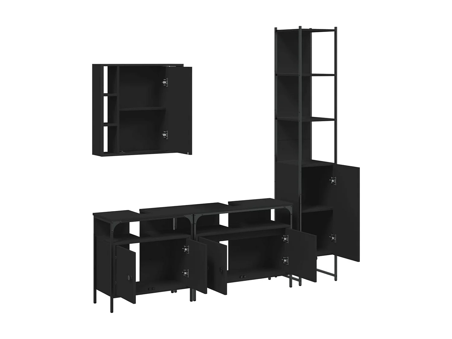 Ensemble d’armoires salle de bain 4 pcs noir bois d'ingénierie