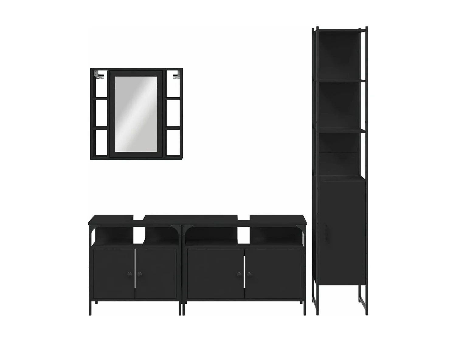 Ensemble d’armoires salle de bain 4 pcs noir bois d'ingénierie
