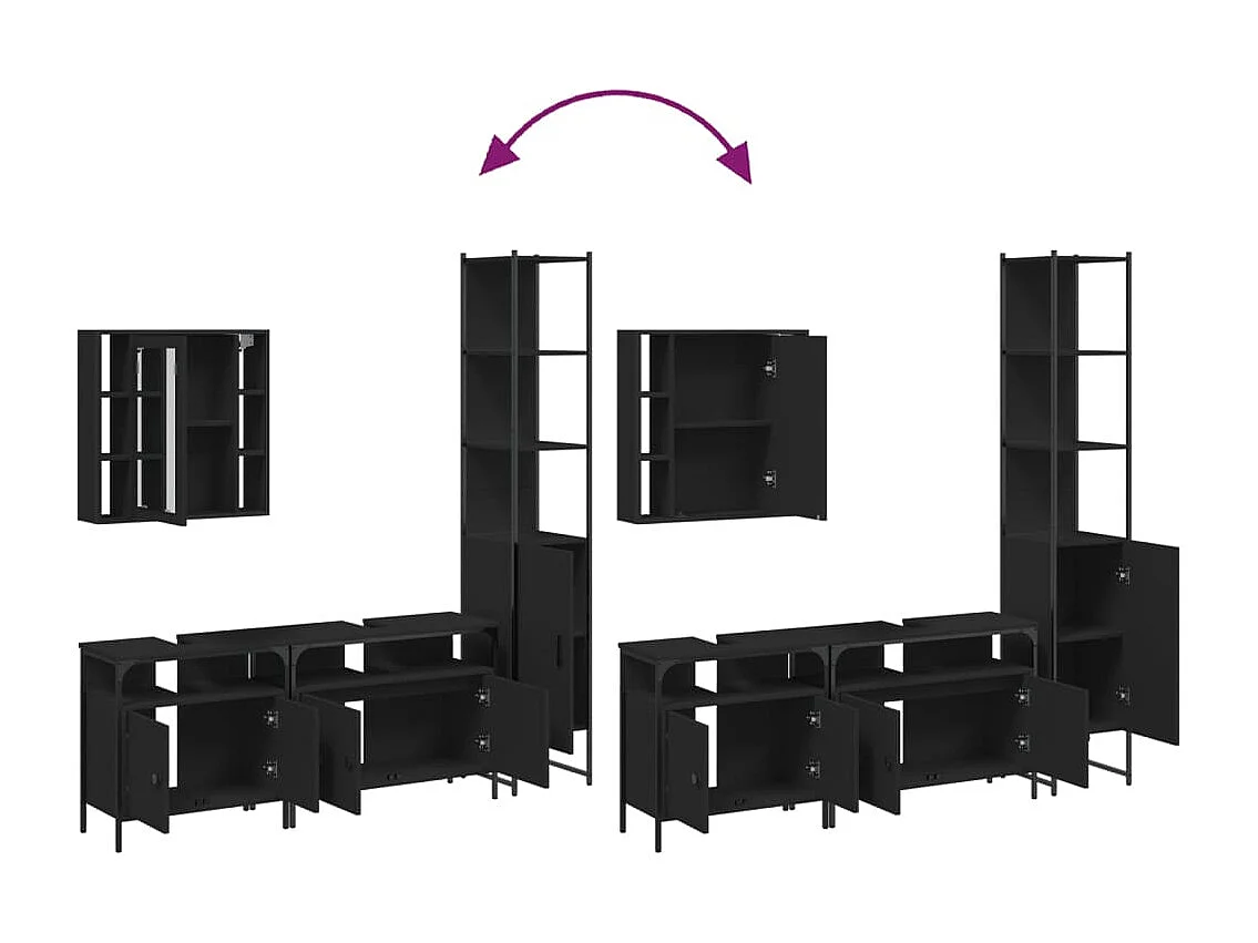 Ensemble d’armoires salle de bain 4 pcs noir bois d'ingénierie