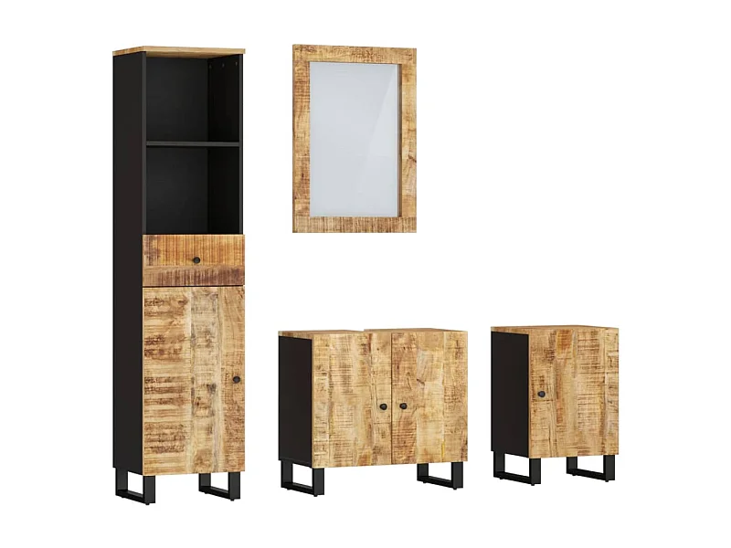 Ensemble de meubles de salle de bain 4 pcs bois manguier massif