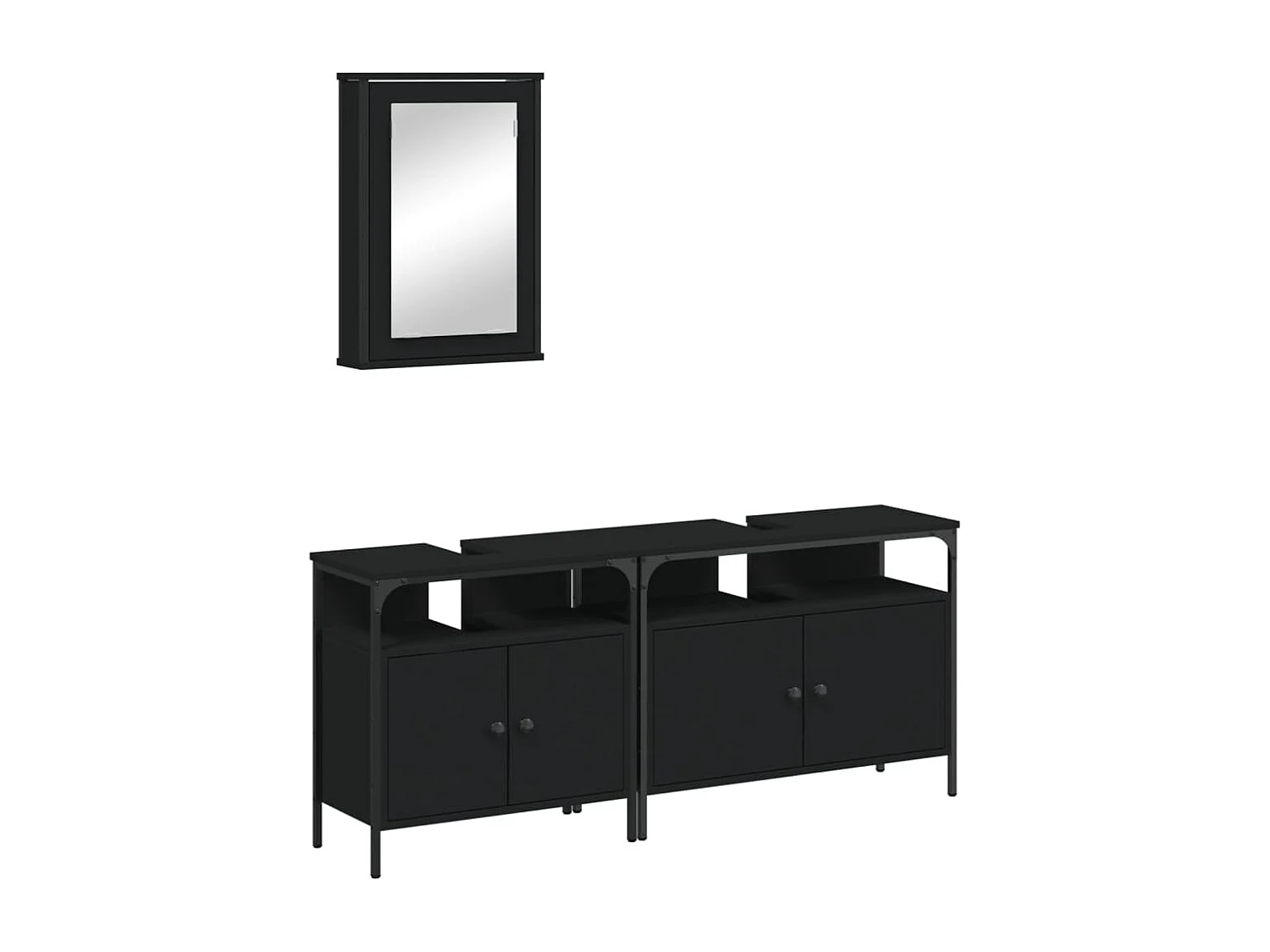 Ensemble de meubles salle de bain 3 pcs noir bois d'ingénierie