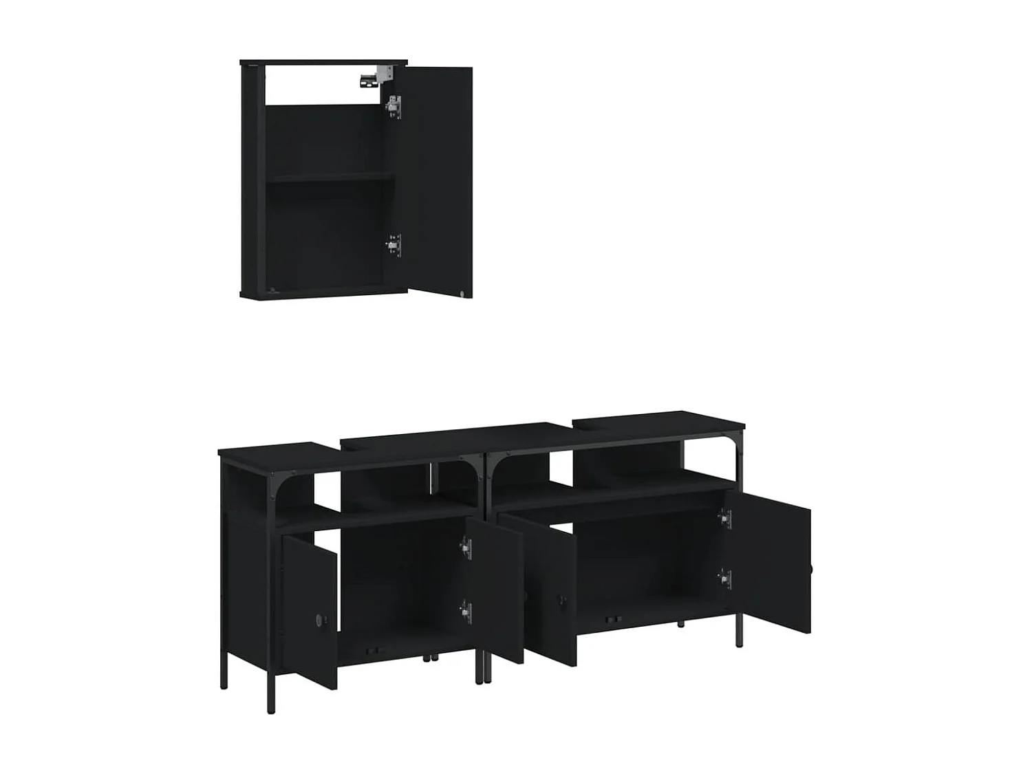 Ensemble de meubles salle de bain 3 pcs noir bois d'ingénierie