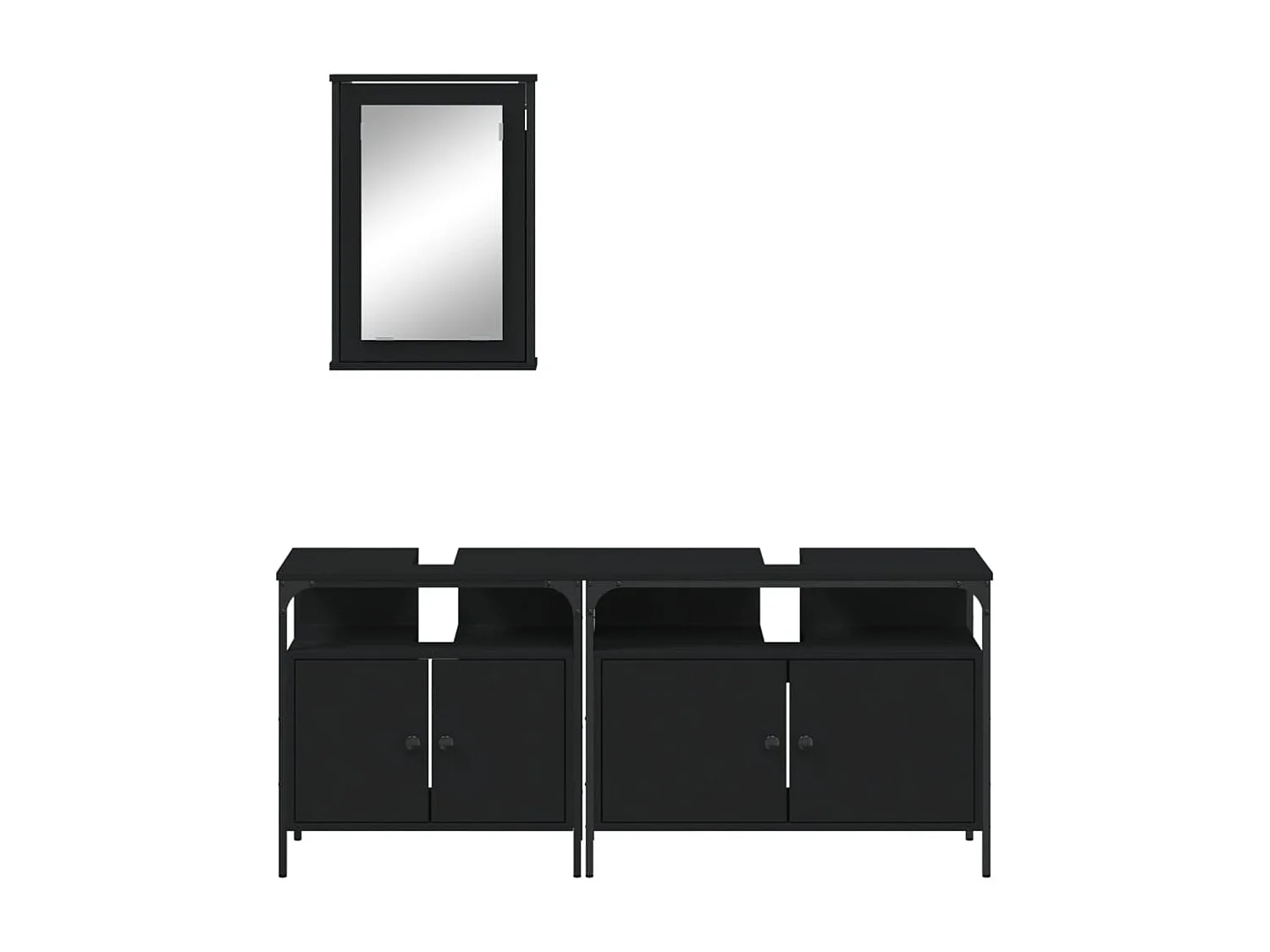 Ensemble de meubles salle de bain 3 pcs noir bois d'ingénierie