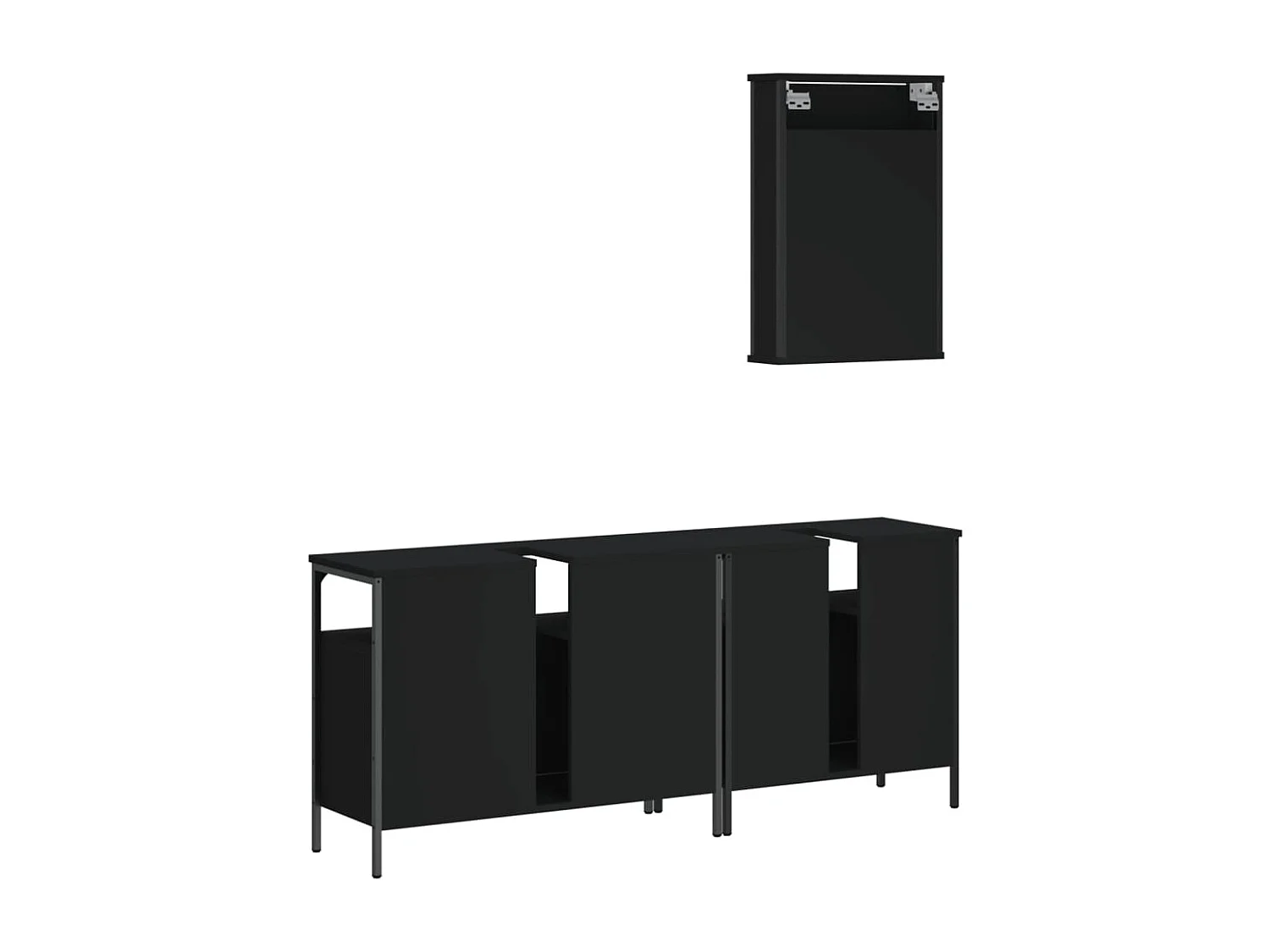 Ensemble de meubles salle de bain 3 pcs noir bois d'ingénierie