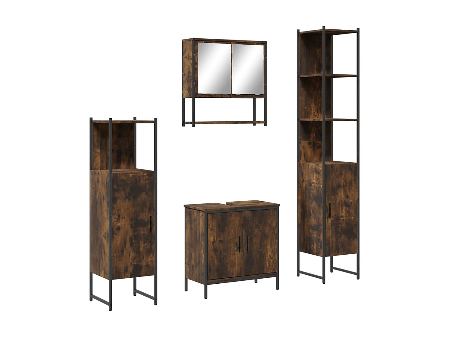 Ensemble de meubles de salle de bain 4 pcs Chêne fumé Bois