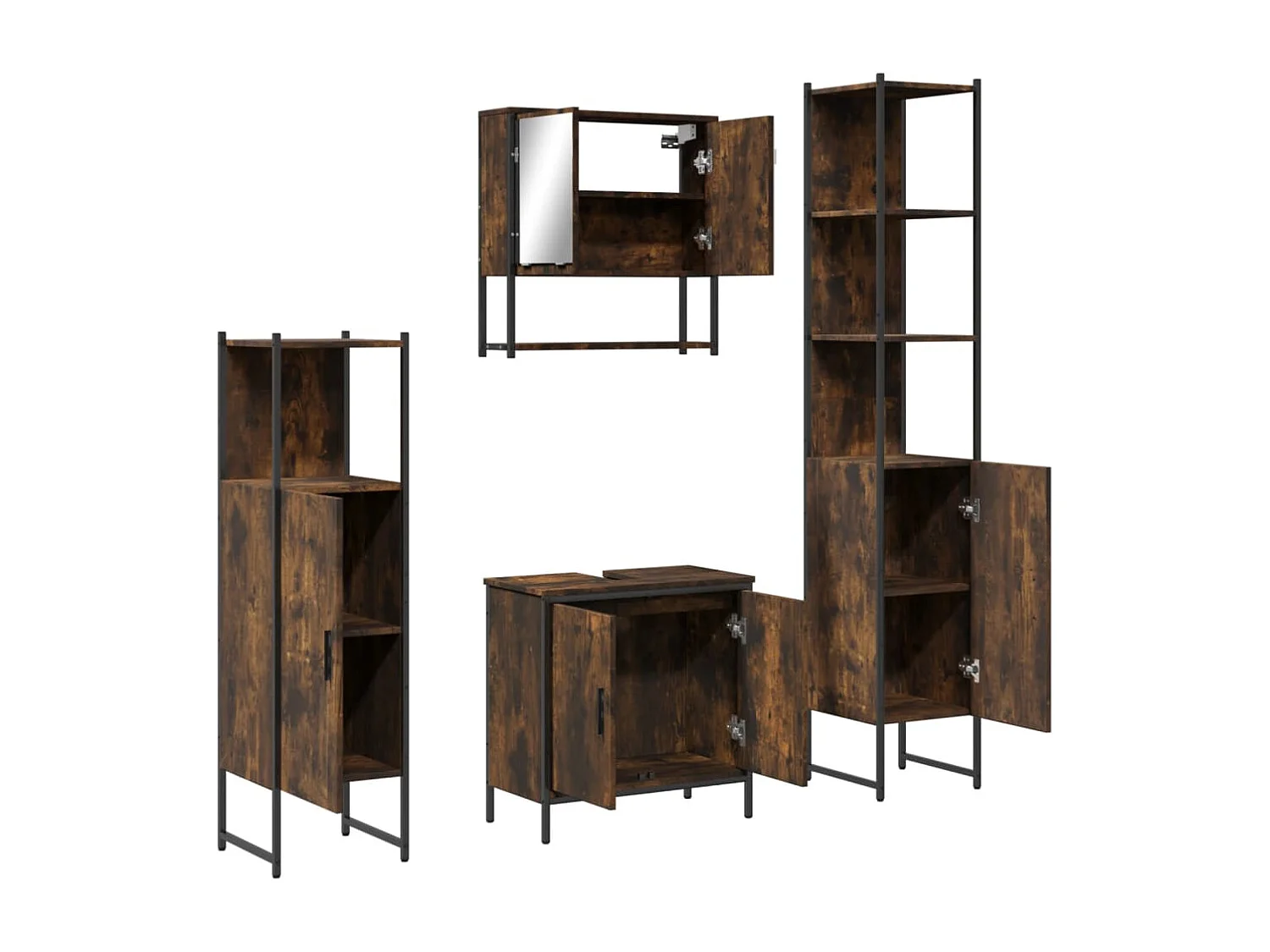 Ensemble de meubles de salle de bain 4 pcs Chêne fumé Bois