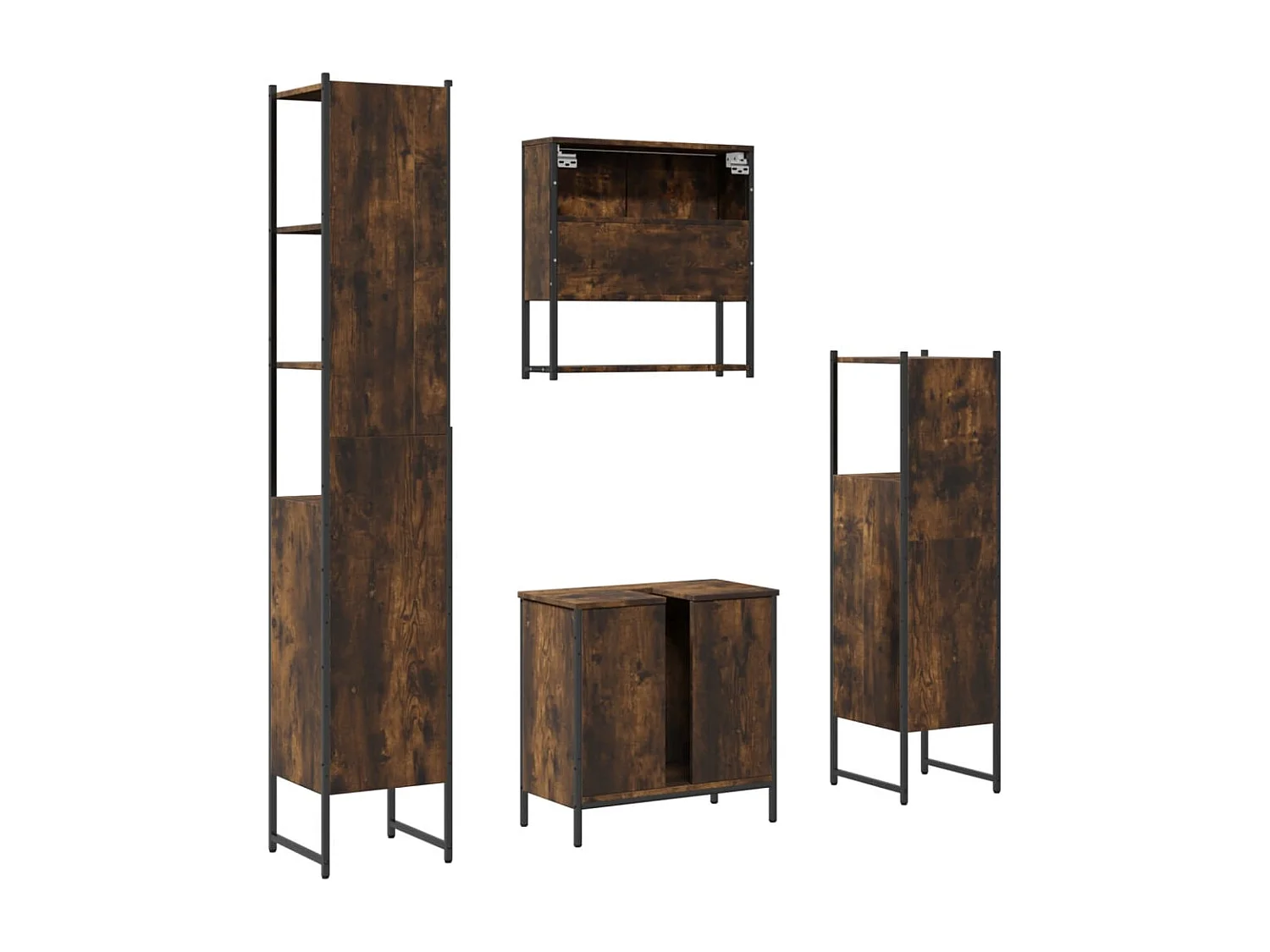 Ensemble de meubles de salle de bain 4 pcs Chêne fumé Bois