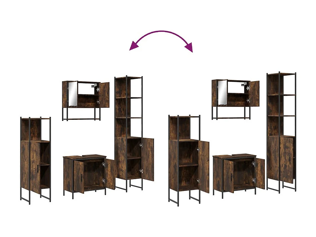 Ensemble de meubles de salle de bain 4 pcs Chêne fumé Bois