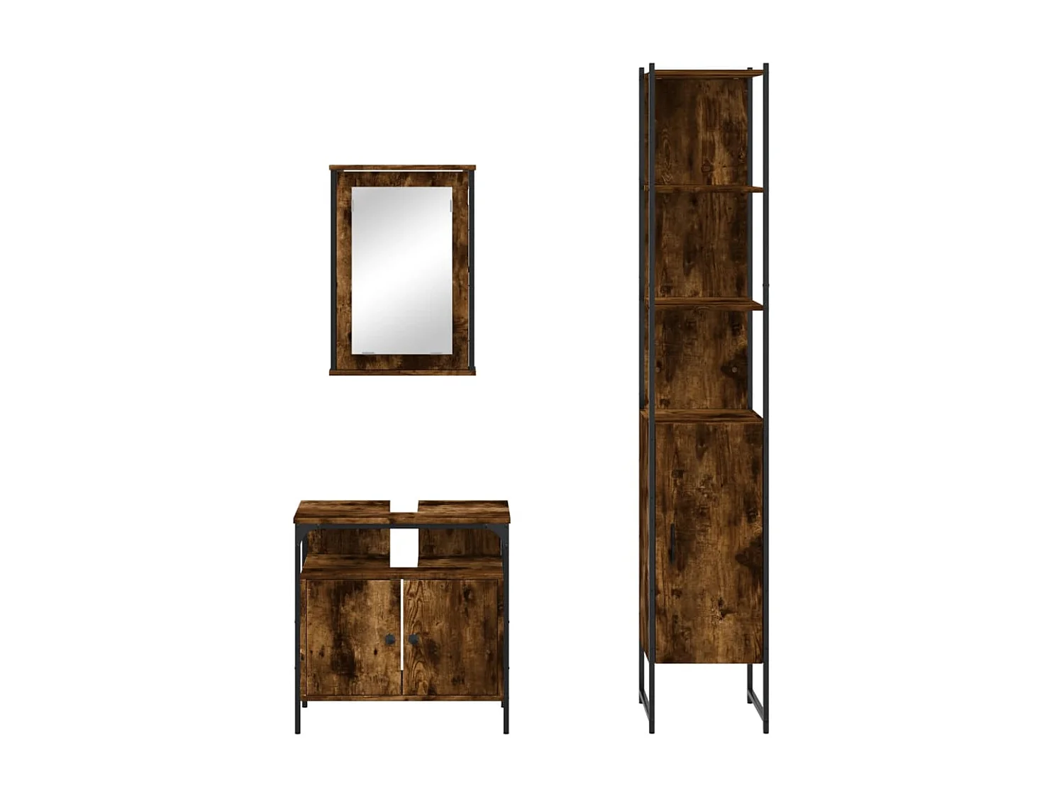 Ensemble de meubles de salle de bain 3 pcs Chêne fumé