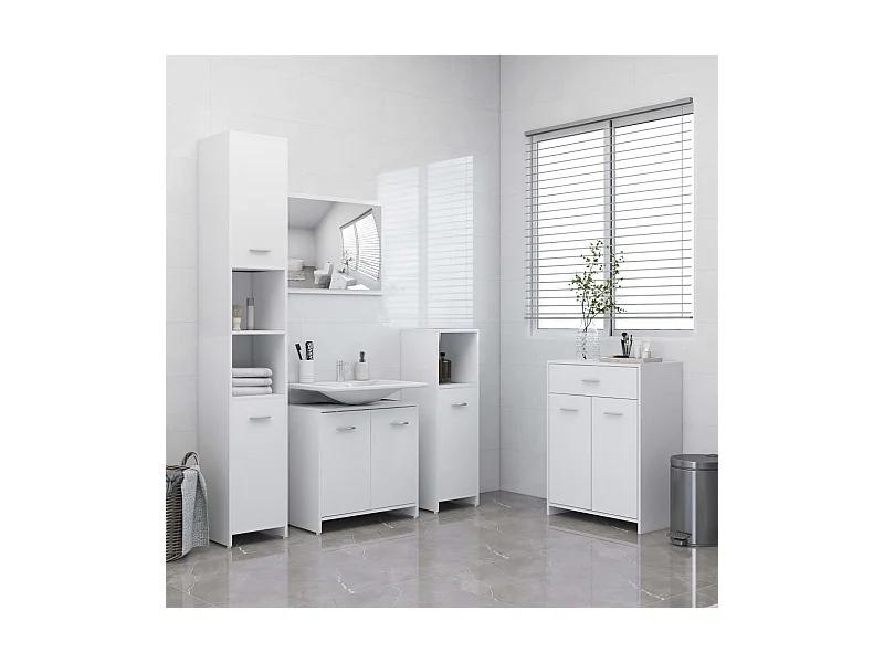 Ensemble de meubles de salle de bain 4 pcs Blanc 3