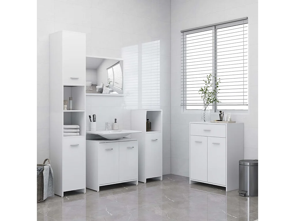 Ensemble de meubles de salle de bain 4 pcs Blanc 3