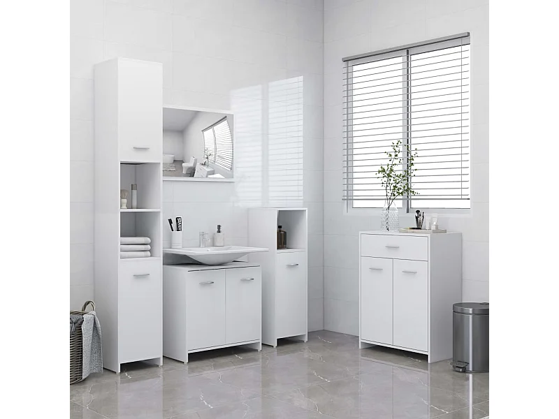 Ensemble de meubles de salle de bain 4 pcs Blanc 3